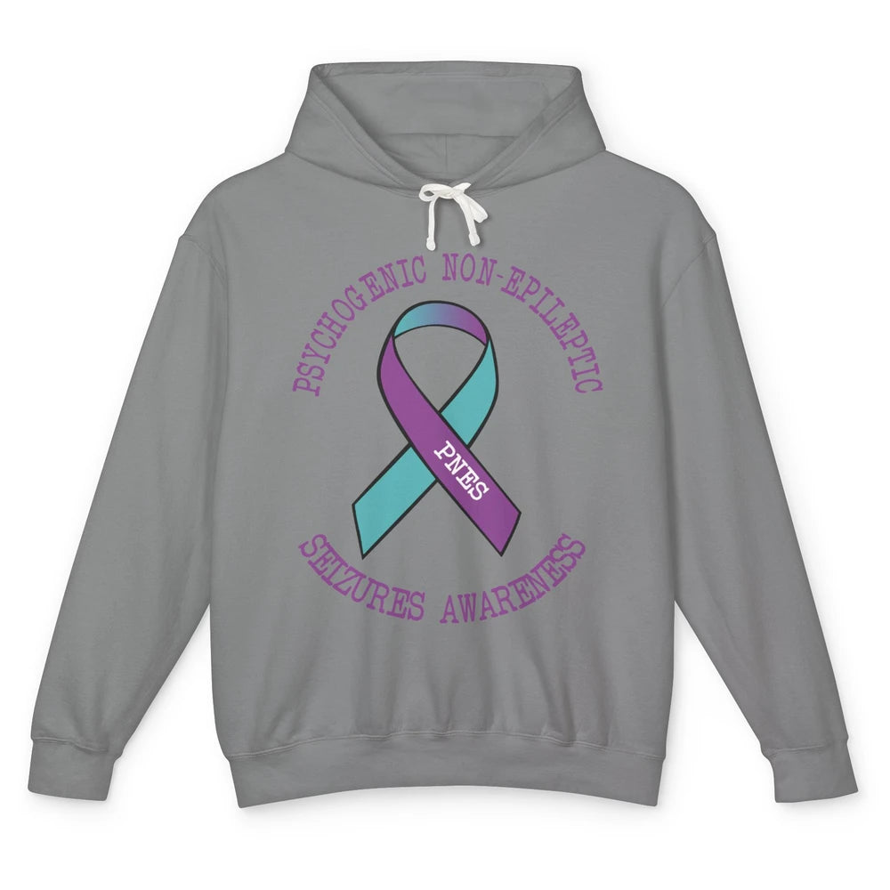 Psychogenic Non-epileptic Seizures PNES Purple Teal Ribbon Unisex Lightweight Hoodie