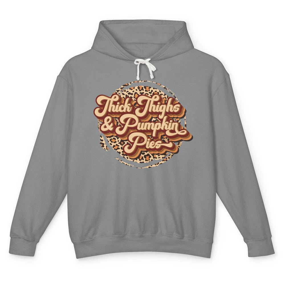Leopard Thick Thighs and Pumpkin Pie Thanksgiving Halloween Unisex Lightweight Hoodie