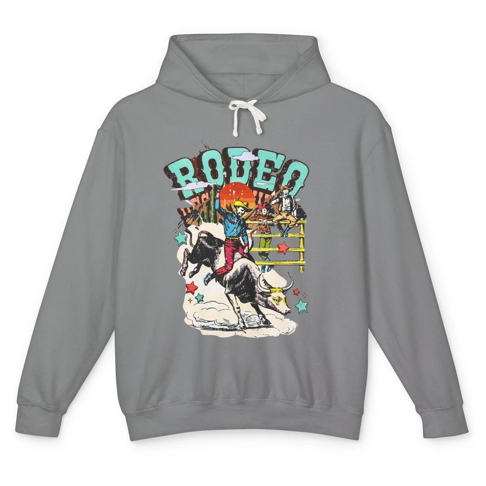 Retro Cowboy Horsing Rodeo Dad Bull Racing Western Country Unisex Lightweight Hoodie