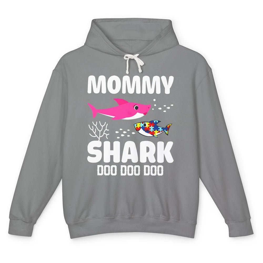 Mommy Shark Autism Shark Puzzle Autism Mom Autism Awareness Unisex Lightweight Hoodie