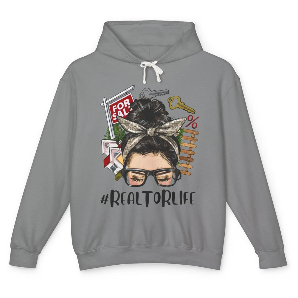 Realtor Life Messy Bun Real Estate Agent Housing Investment Unisex Lightweight Hoodie