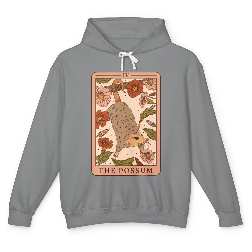 Possum Tarot Card Floral Possum Cat Lovers Team Trash Unisex Lightweight Hoodie