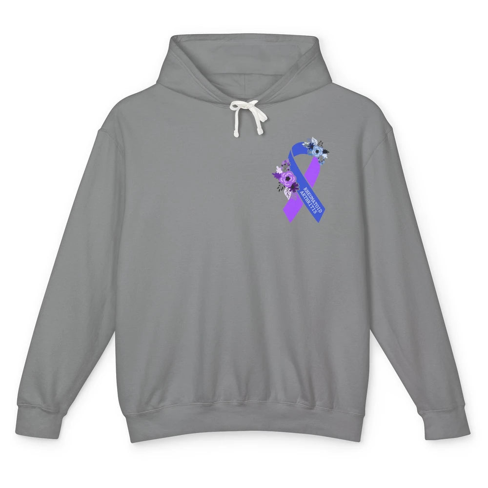 Rheumatoid Arthritis RA Awareness Support Blue Purple Ribbon Unisex Lightweight Hoodie