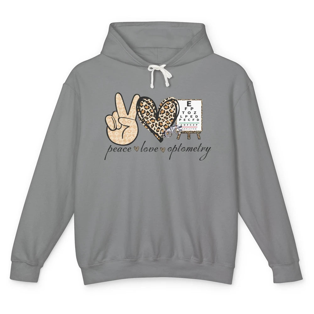 Peace Love Optometry Leopard Optometrist Optician Life Gift Unisex Lightweight Hoodie