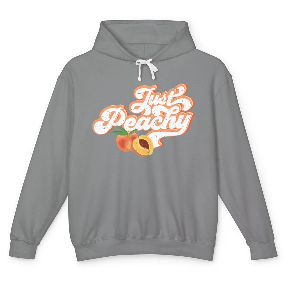 Retro Just Peachy Retro 70s Georgia Peaches Summer Fruit Unisex Lightweight Hoodie