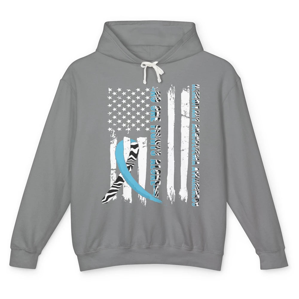 Retro Hereditary Angioedema No One Fight Alone Zebra Ribbon Unisex Lightweight Hoodie