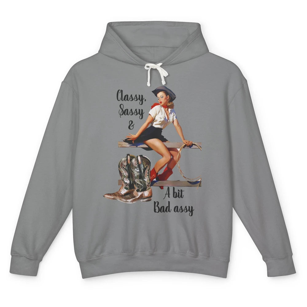 Retro Cowgirl Boots Classy Sassy Western Country Cowboy Gift Unisex Lightweight Hoodie