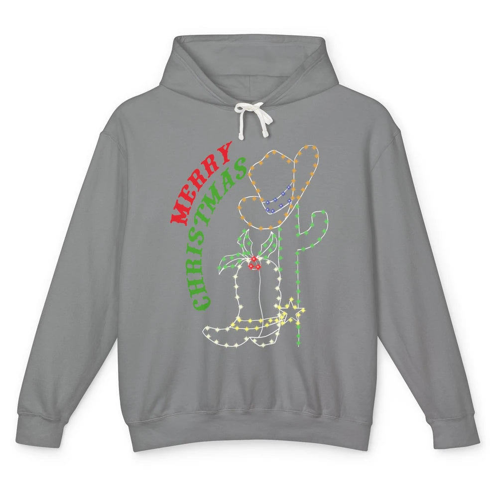Retro Cowboy Merry Christmas Western Country Cowgirl Costume Unisex Lightweight Hoodie