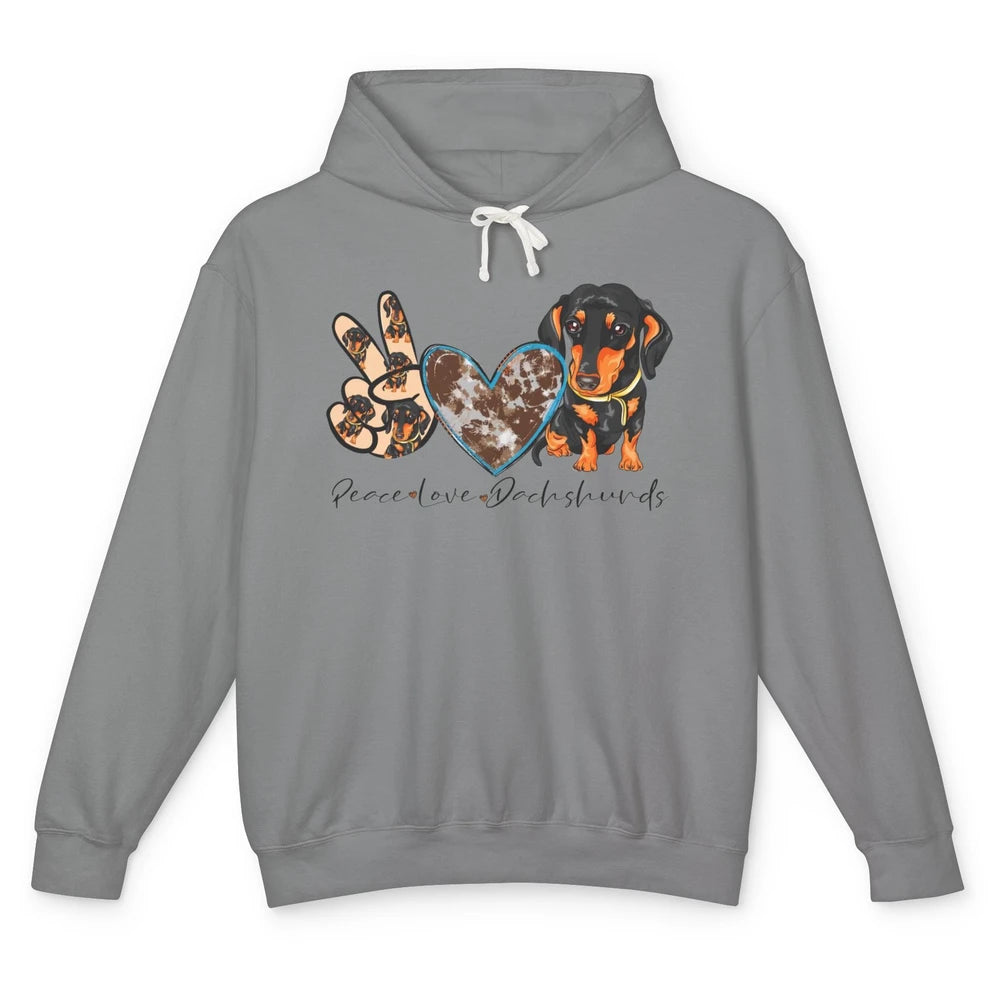 Peace Love Dachshund Dog Mom Dachshund Lovers Wiener Mom Unisex Lightweight Hoodie