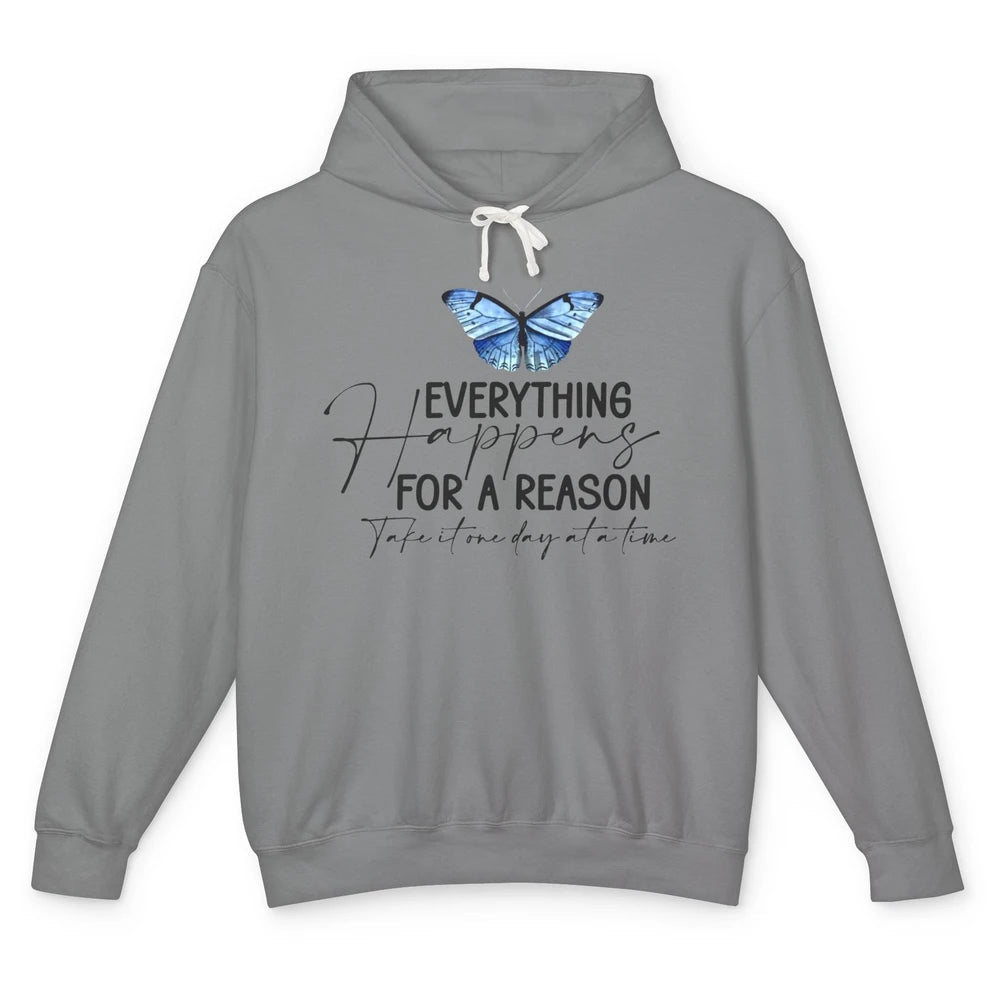 Retro Groovy Everything Happens For A Reason Inspirational Unisex Lightweight Hoodie