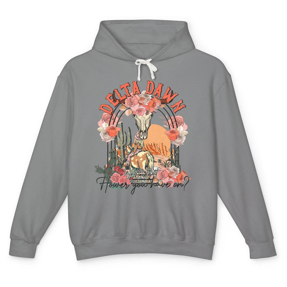 Retro Bull Skull Desert Cowgirl Delta Dawn Western Country Unisex Lightweight Hoodie