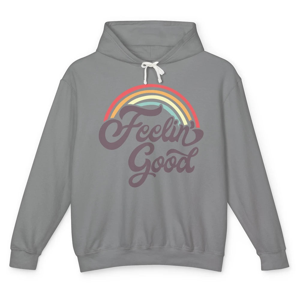 Retro Rainbow Feeling Good Hippie Summer Vintage Positive Unisex Lightweight Hoodie