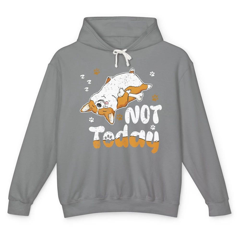 Retro Lazy Corgi Not Today World Lazy Day Corgi Dog Lovers Unisex Lightweight Hoodie