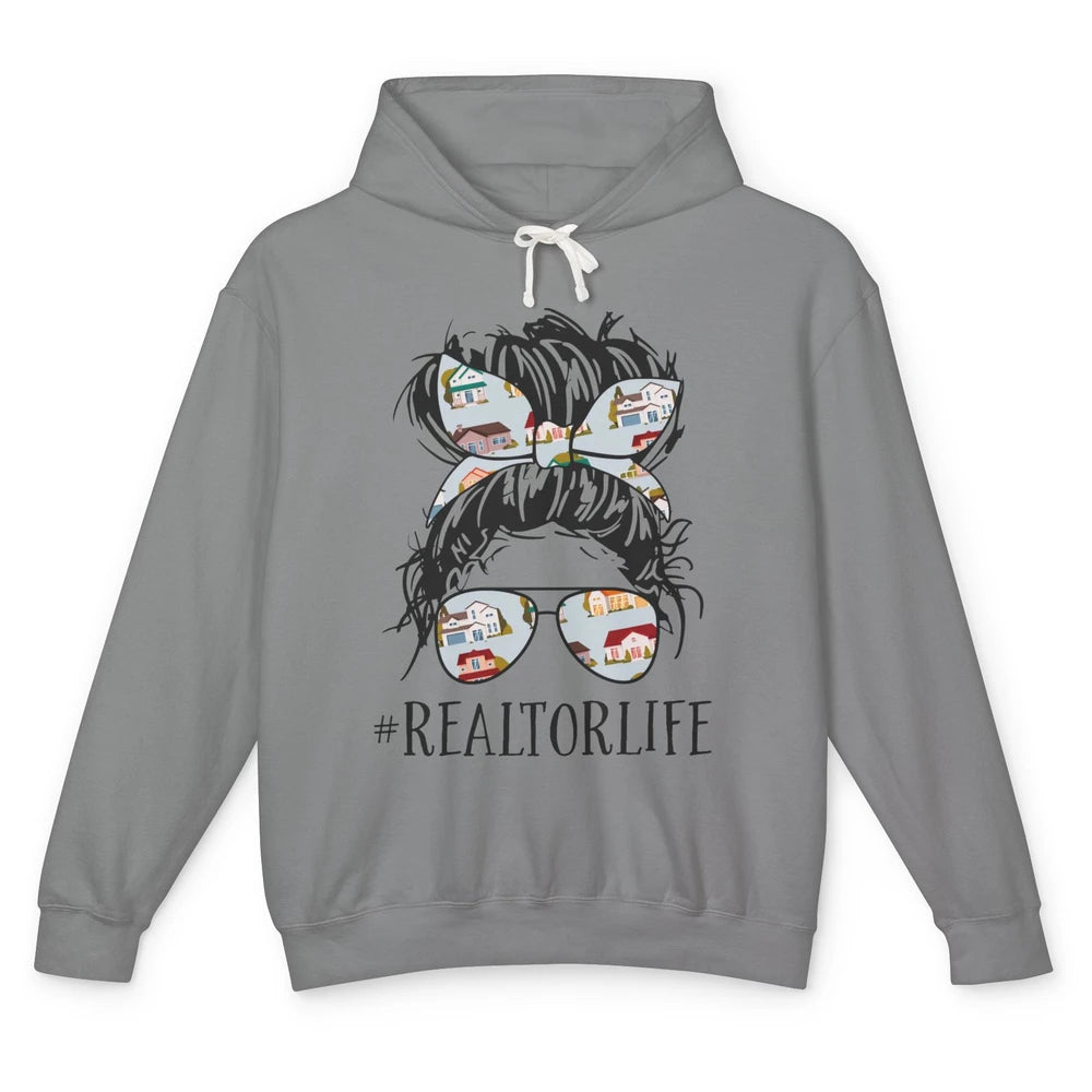 Realtor Life Messy Bun Real Estate Agent Housing Investment Unisex Lightweight Hoodie