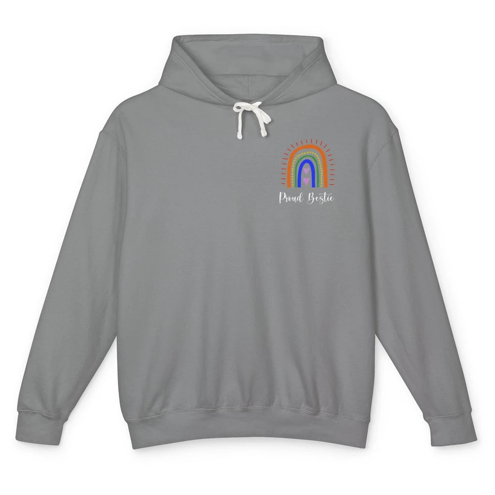 Rainbow Proud Bestie Proud Ally LGBT Gay Pride Month Unisex Lightweight Hoodie