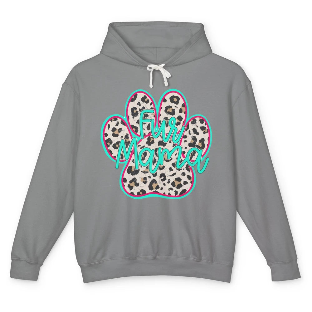 Retro Leopard Fur Mama Dog Paws Dog Mama Western Dog Mama Unisex Lightweight Hoodie