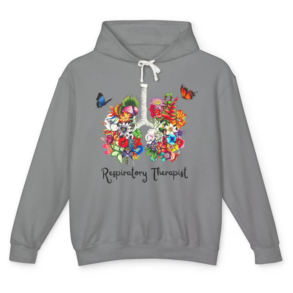 Respiratory Therapy Floral Lung Respiratory Therapist Gift Unisex Lightweight Hoodie