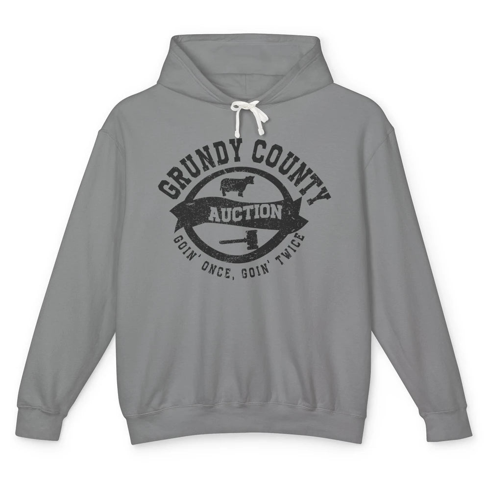 Retro Bull Skull Grundy County Auction Western Country Farm Unisex Lightweight Hoodie