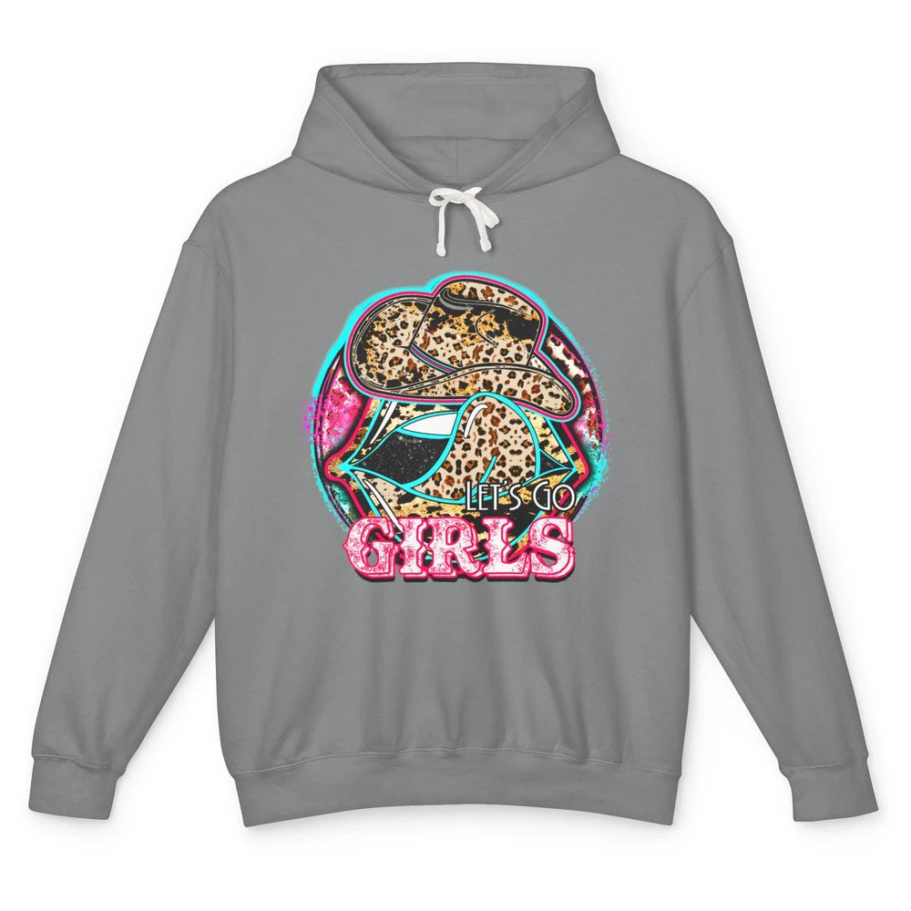 Retro Leopard Cowboy Boots Let's Go Girls Western Cowgirls Unisex Lightweight Hoodie