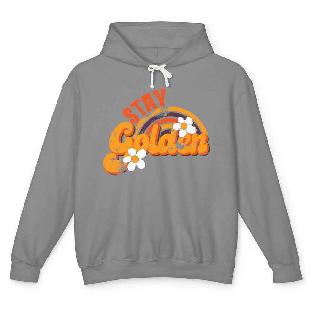 Retro Daisy Rainbow Stay Golden Summer Vintage Positive Life Unisex Lightweight Hoodie