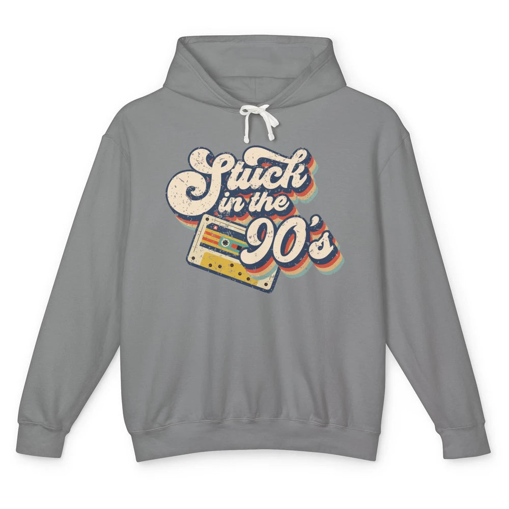 Retro Cassette Stuck In The 90s 1990s Born Birthday Day Gift Unisex Lightweight Hoodie