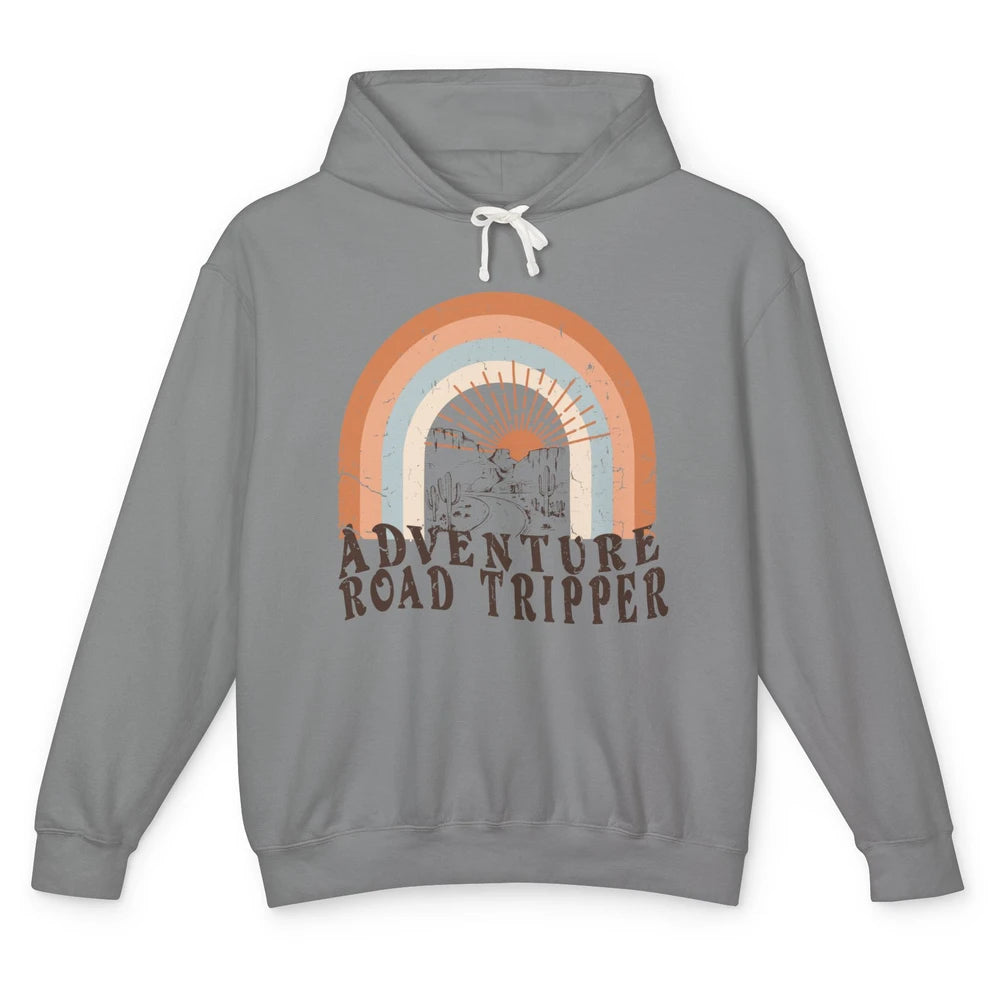 Retro Desert Sunrise Rainbow Adventure Road Tripper Western Unisex Lightweight Hoodie