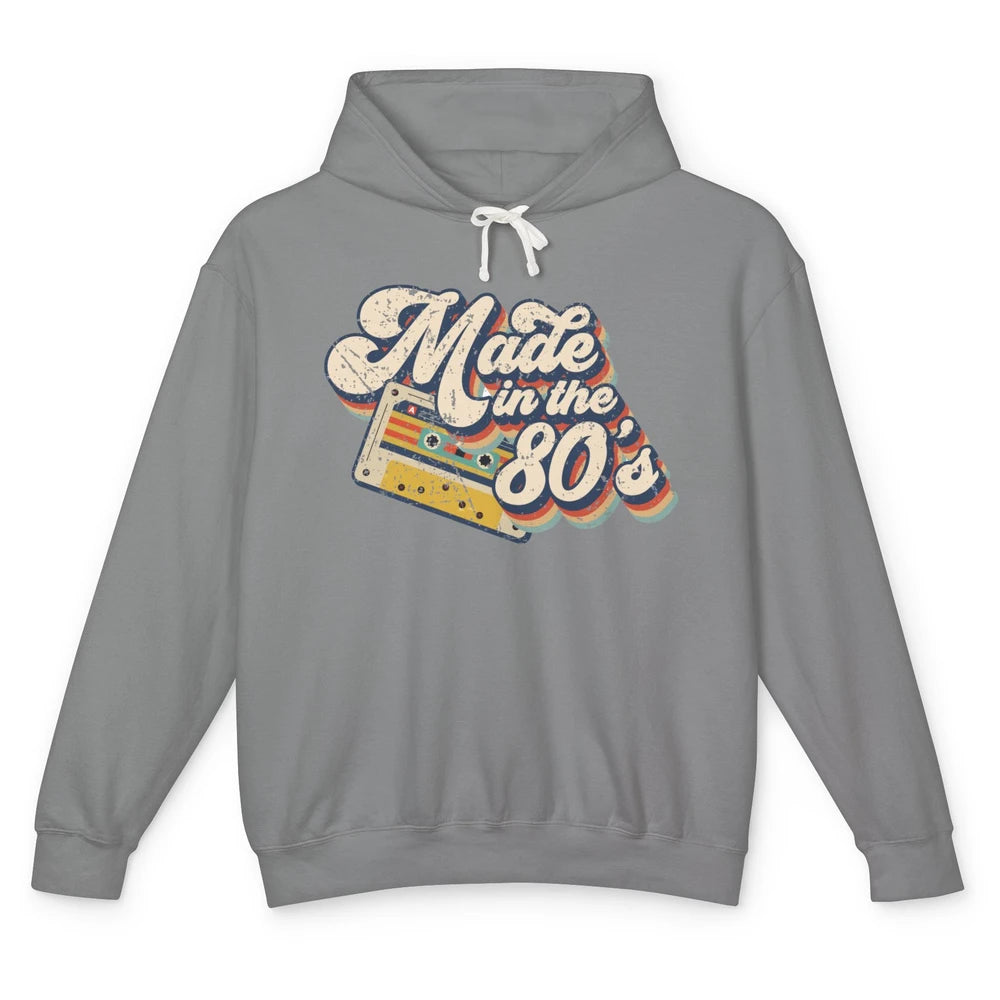 Retro Cassette Made In The 80's 1980s Born Birthday Day Gift Unisex Lightweight Hoodie