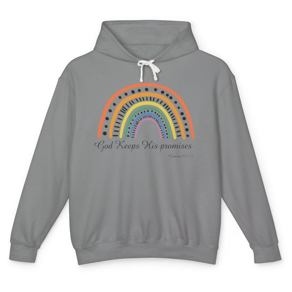 Retro Rainbow God Keeps His Promises Christian Religious Unisex Lightweight Hoodie