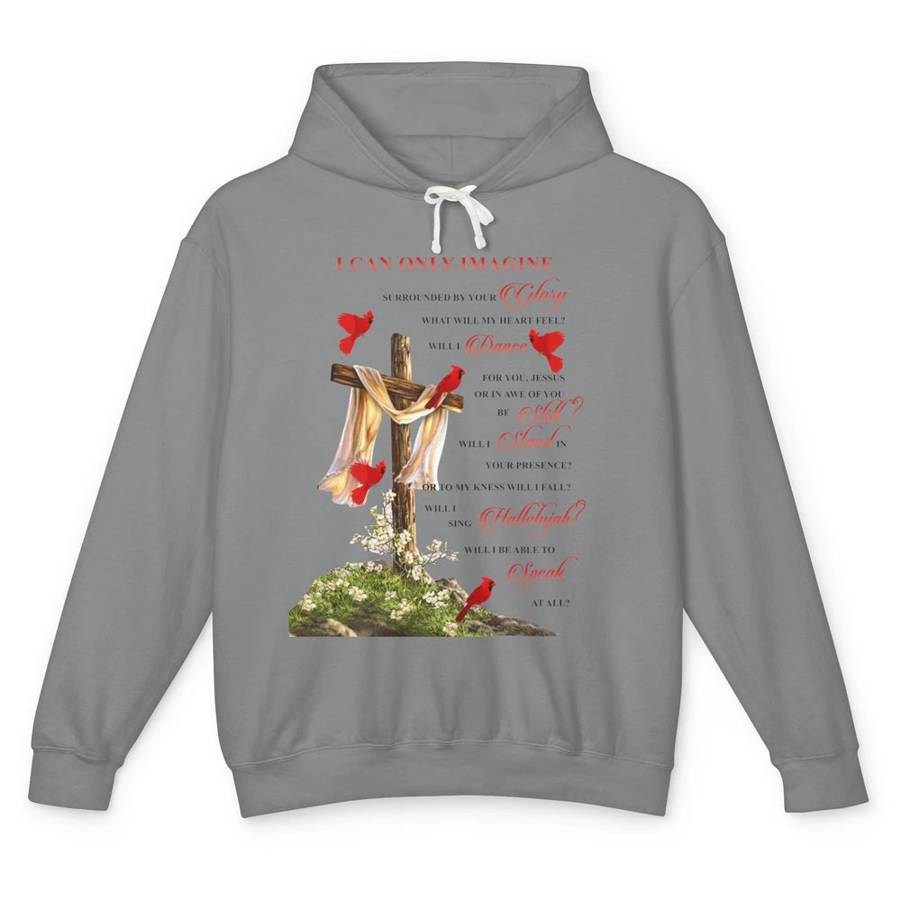 Jesus Cross Cardinals I Can Imagine Christian Religious Unisex Lightweight Hoodie