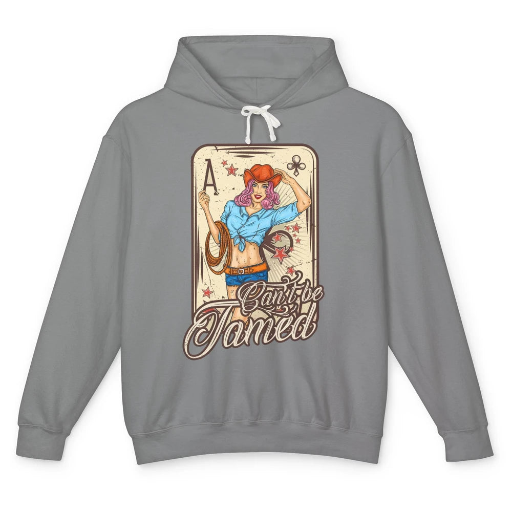 Retro Cowgirl Card Can't Be Tamed Western Country Midwest Unisex Lightweight Hoodie