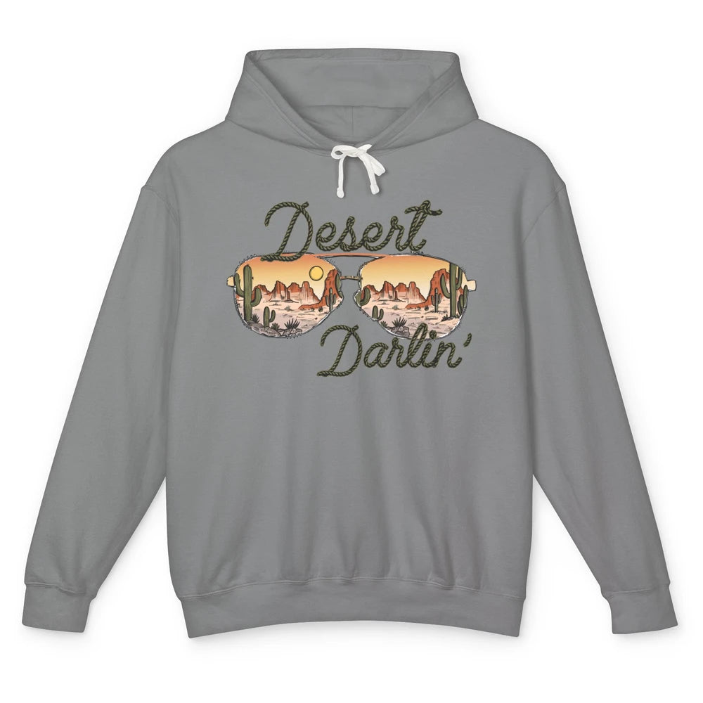 Retro Desert Darling Cactus Glasses Western Country Cowboy Unisex Lightweight Hoodie