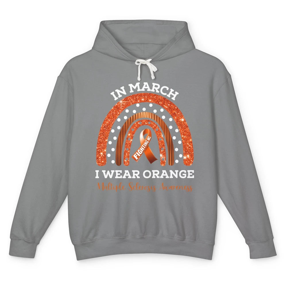 Multiple Sclerosis Awareness In March We Wear Orange Rainbow Unisex Lightweight Hoodie