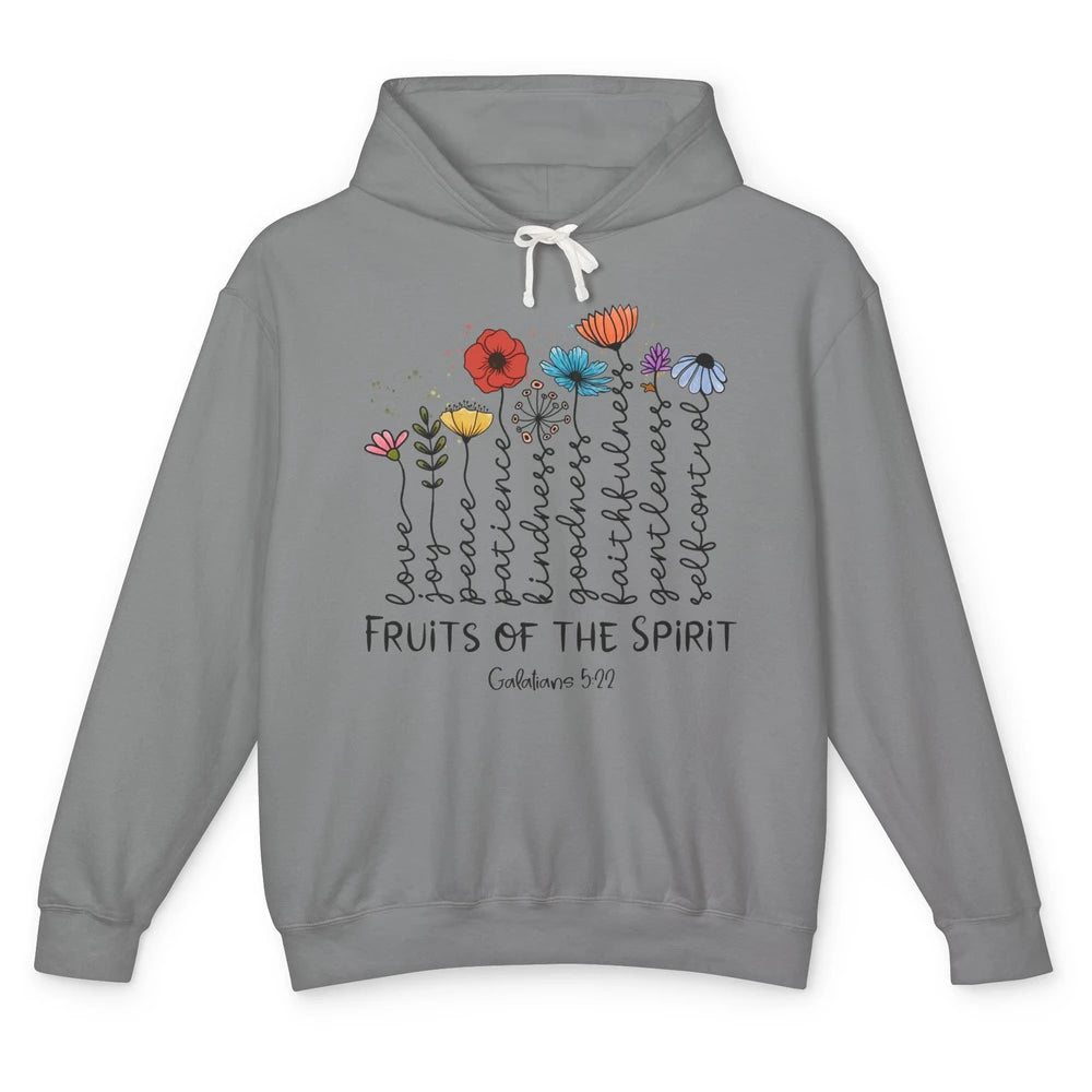 Flower Christian Fruits Of The Spirit Bible Verse Religious Unisex Lightweight Hoodie