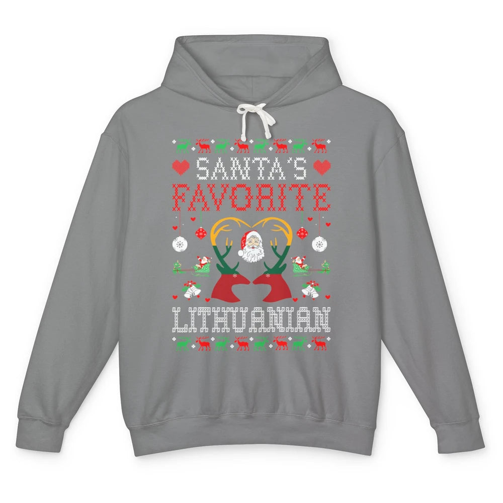 Merry Christmas Santa Favorite Lithuanian Xmas Ugly Santa Unisex Lightweight Hoodie