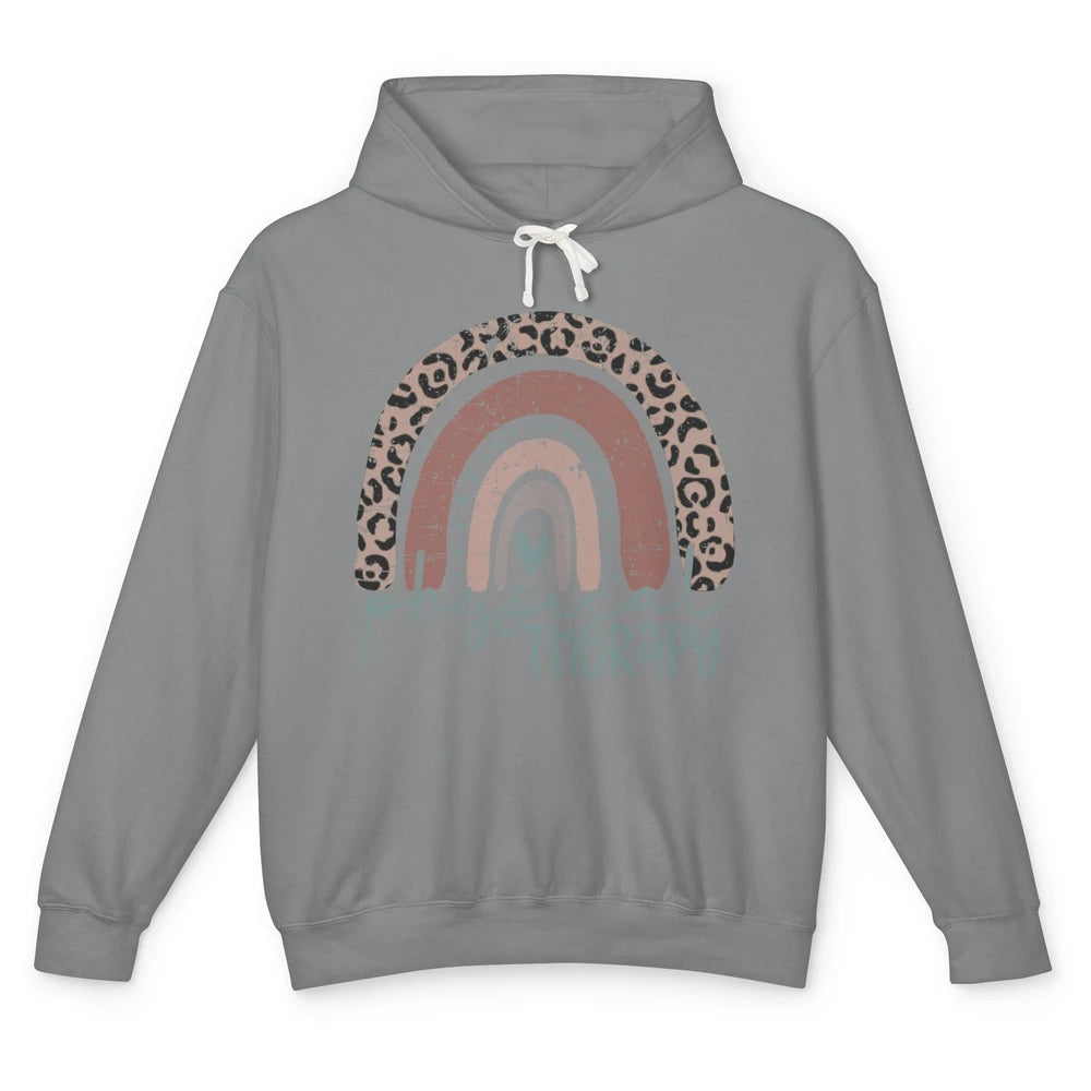 Retro Physical Therapy Rainbow Physical Therapist PT Leopard Unisex Lightweight Hoodie