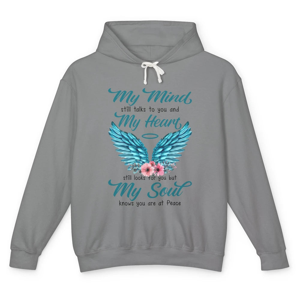 Mom Dad In Heaven My Minds Still Talks To You Memorial Gift Unisex Lightweight Hoodie