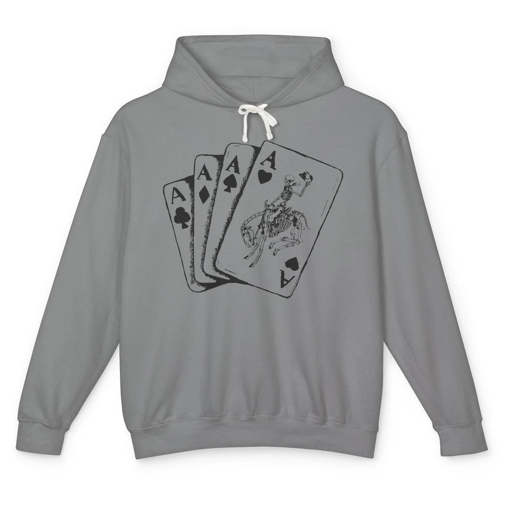 Skeleton Cowboy Horsing Playing Cards Western Cowboy Rodeo Unisex Lightweight Hoodie
