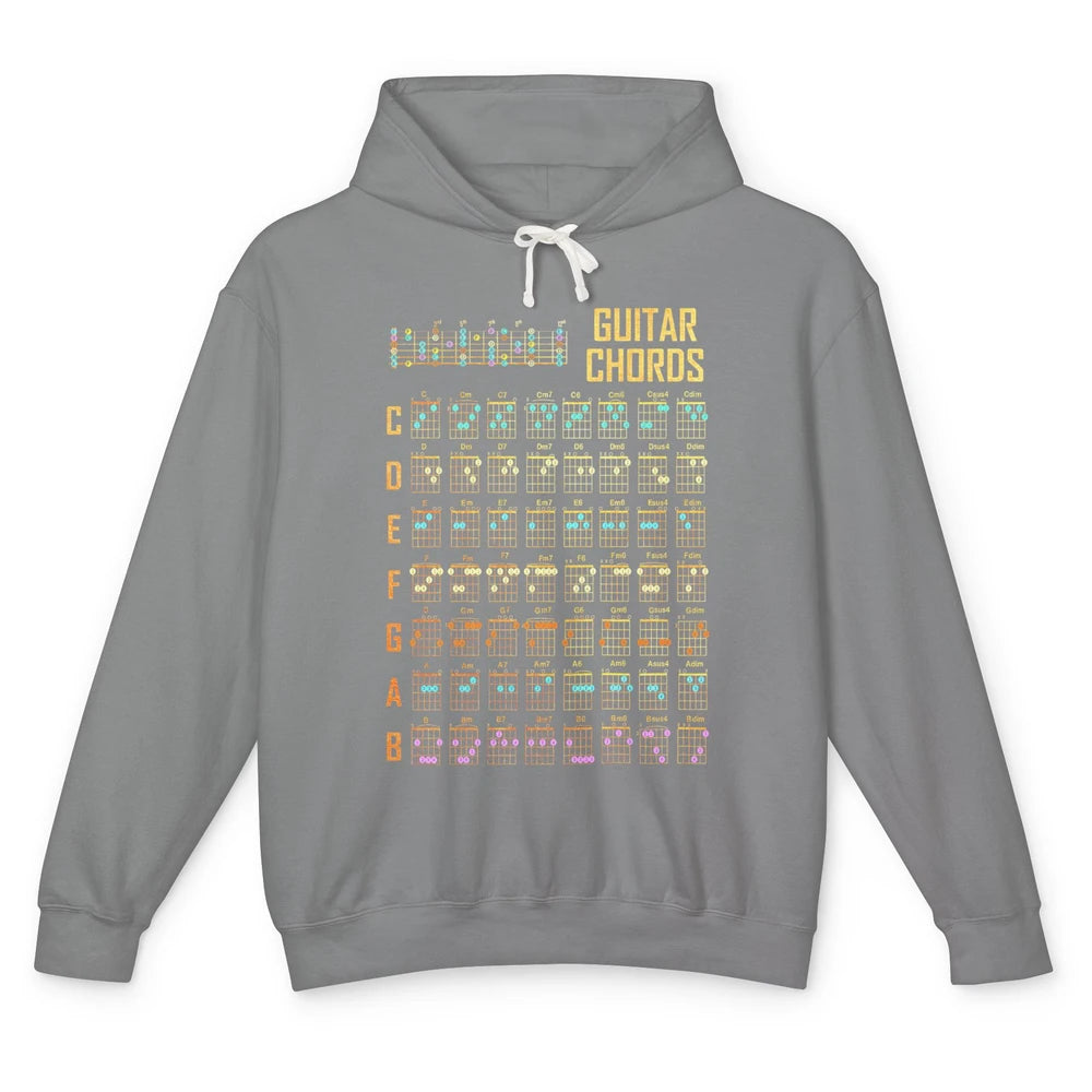 Music Art Guitar Chords Retro Guitarist Play Guitar Musician Unisex Lightweight Hoodie