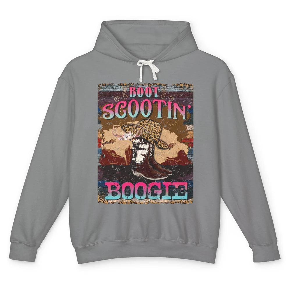Leopard Cowboy Boots Hat Boot Scootin Boogie Western Country Unisex Lightweight Hoodie