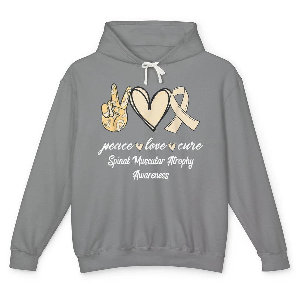 Peace Love Cure Cream Ribbon Spinal Muscular Atrophy SMA Unisex Lightweight Hoodie