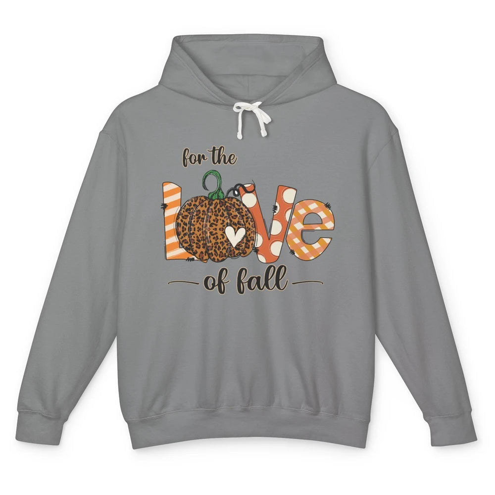 Retro Love Fall Y'All Leopard Pumpkin Heart Halloween Fall Unisex Lightweight Hoodie
