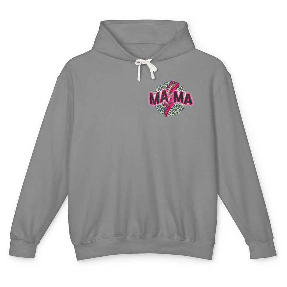 Retro Mama Leopard Pink Lightning Bolt Western Country Mama Unisex Lightweight Hoodie