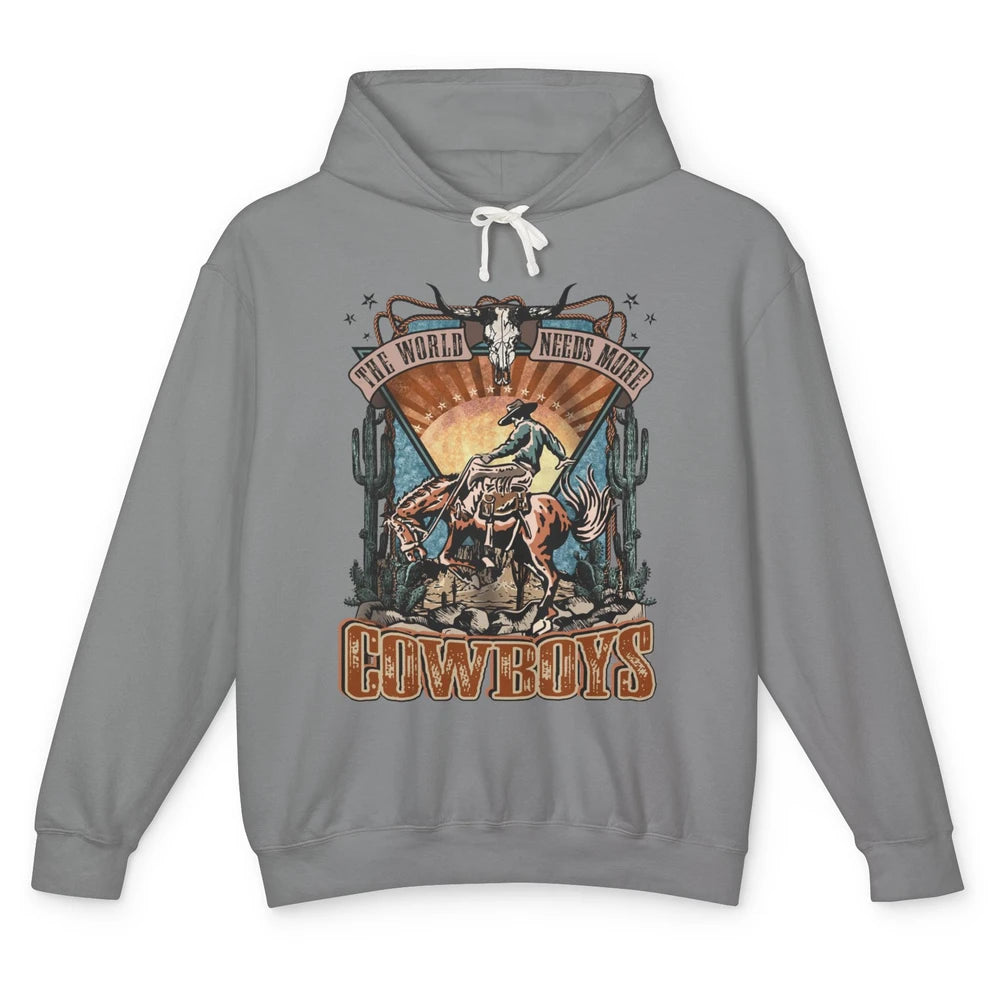 Retro Desert Cowboy Horsing World Needs More Cowboy Western Unisex Lightweight Hoodie