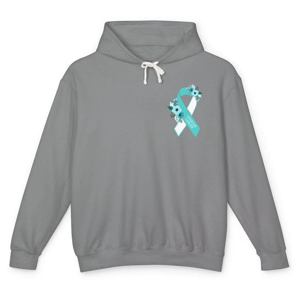 Ovarian Cancer Awareness Support Turquoise Ribbon Pocket Sz Unisex Lightweight Hoodie