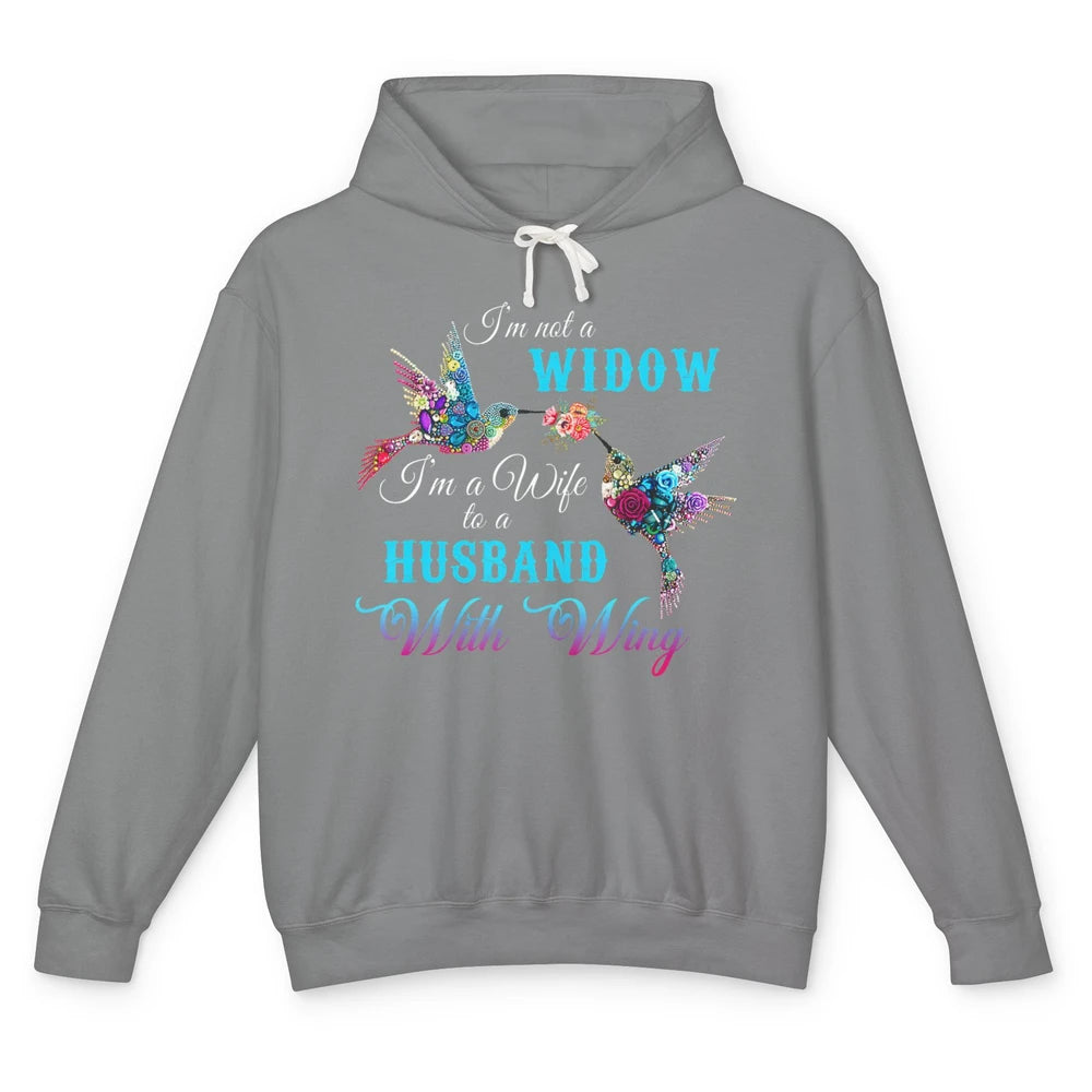Not Widow Wife Of Husband In Heaven Angel With Wings Birds Unisex Lightweight Hoodie