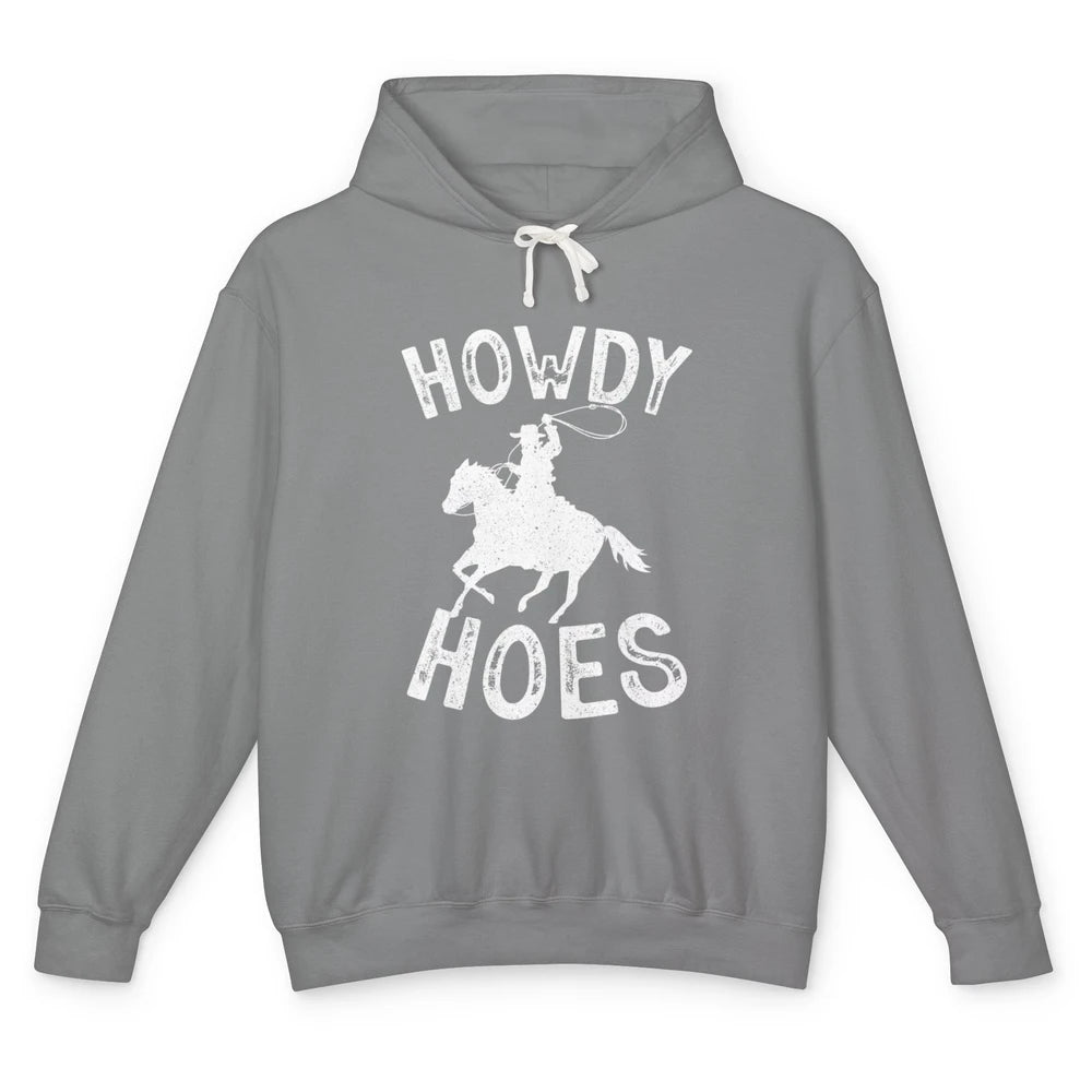 Retro Howdy Hoes Funny Cowboy Riding Horse Vintage Western Unisex Lightweight Hoodie