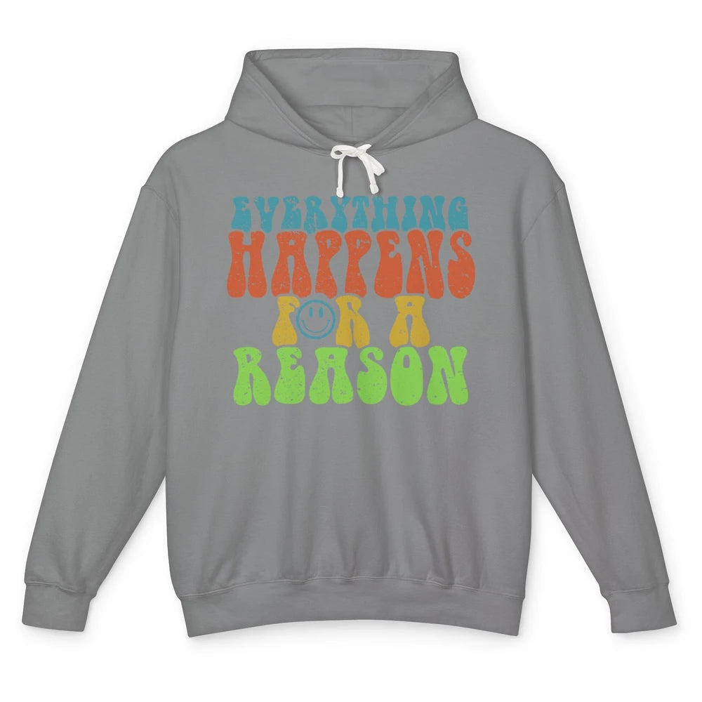 Retro Everything Happens For A Reason Mental Health Peace Unisex Lightweight Hoodie