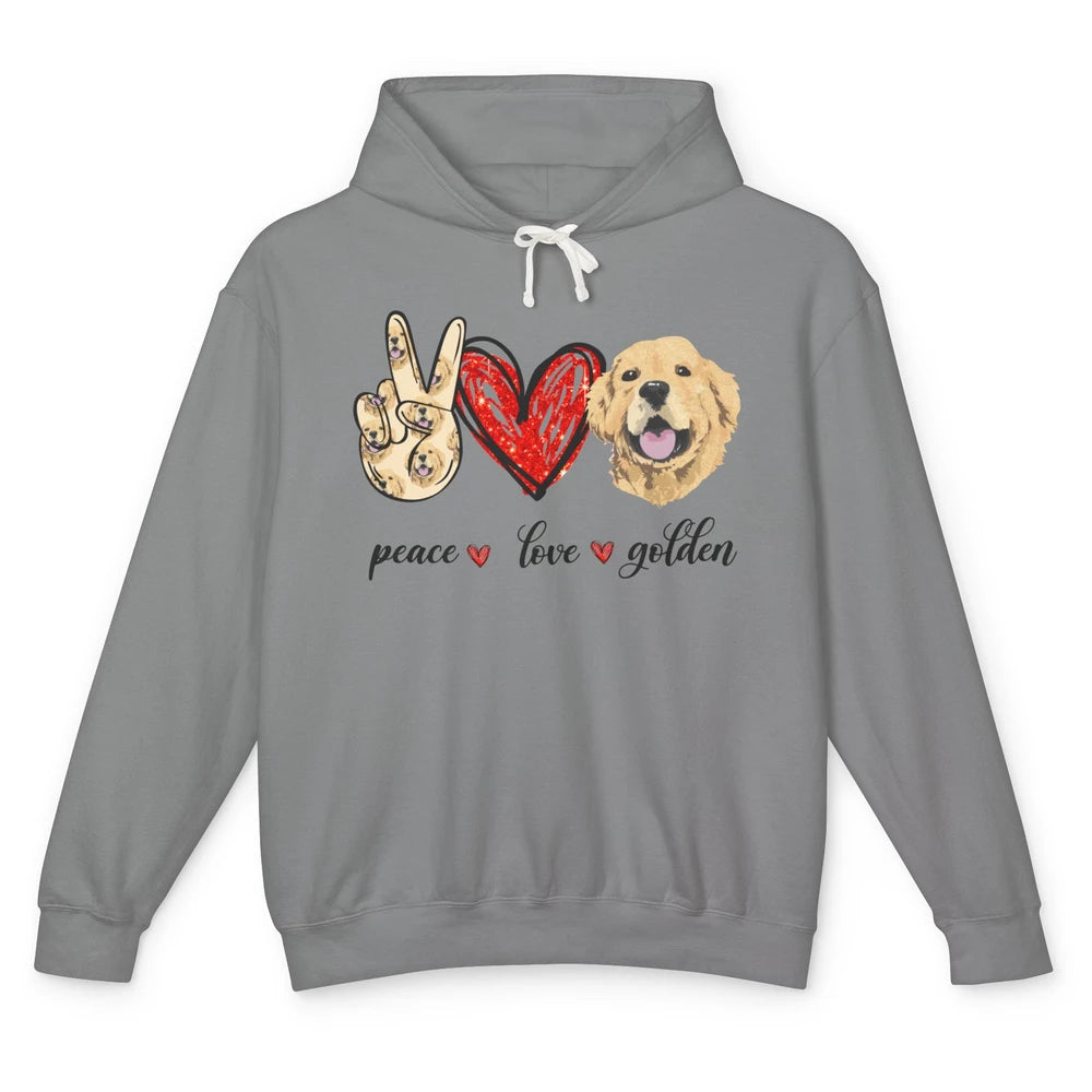 Peace Love Golden Dog Lover Golden Retriever Dad Mom Gift Unisex Lightweight Hoodie