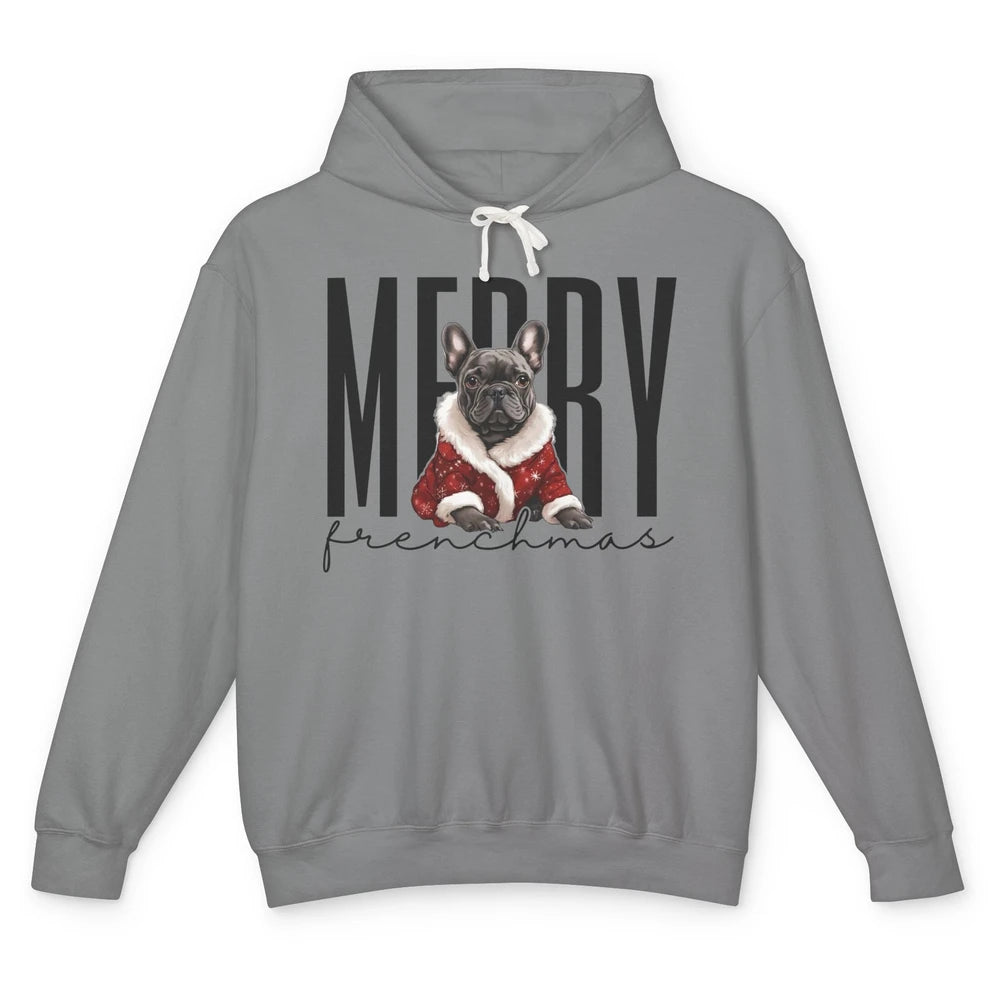 Funny French Bulldog Merry Frenchmas Christmas Dog Mom Unisex Lightweight Hoodie