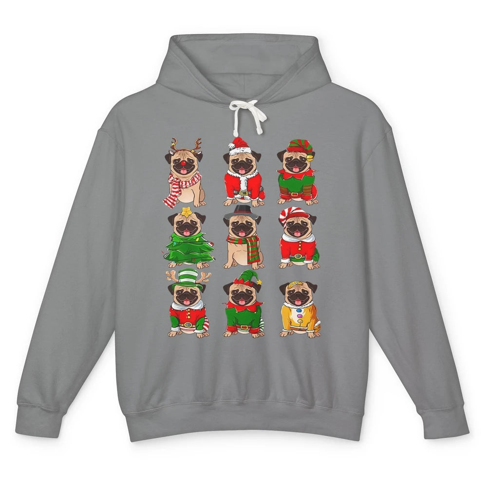 Pug Collection Christmas Santa Pug Dog Christmas Pugmas Unisex Lightweight Hoodie